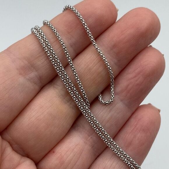 Sterling Silver Rhodium Plated Popcorn Chain 20” - Picture 3 of 3